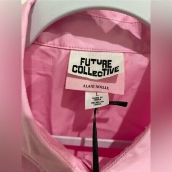 New Future Collective Lace Up Pink Top Coquette Button Grunge Cut Out Top - Picture 6 of 7